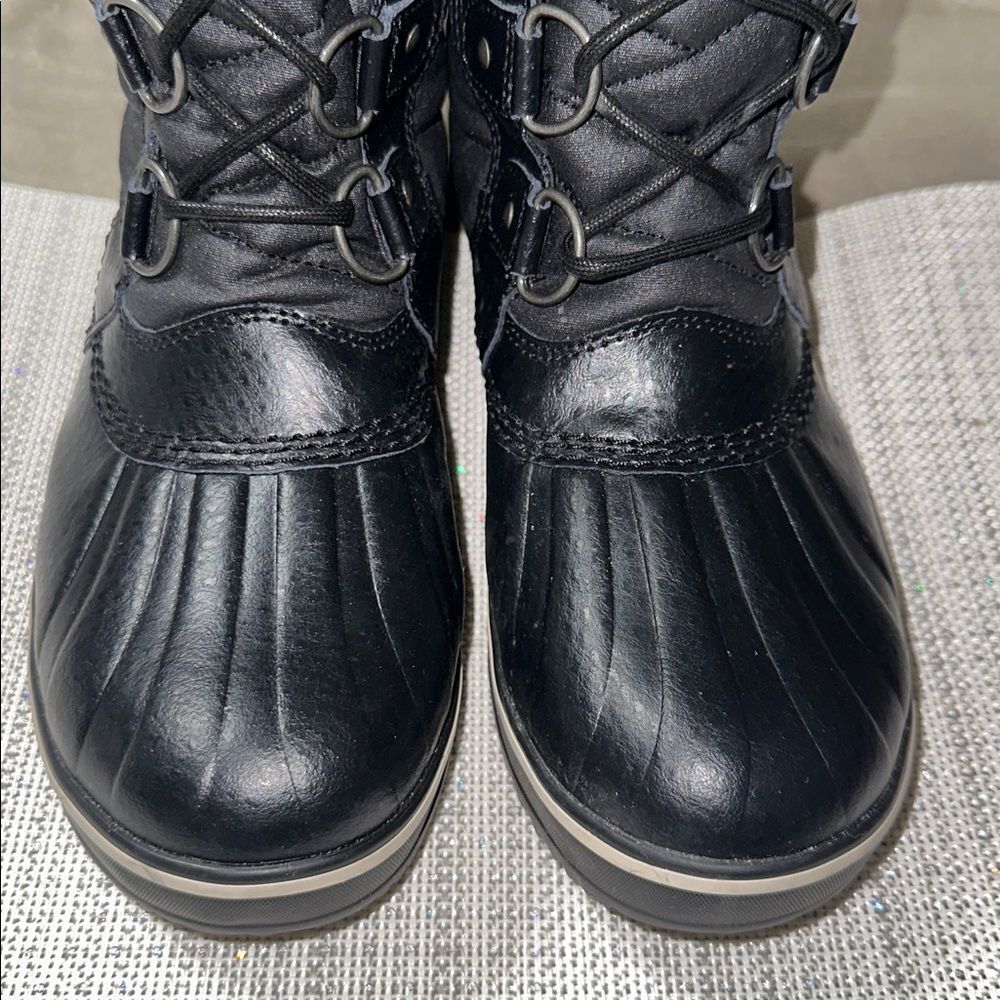 SOREL 8.5 Tolfino II Faux Fur Lined Waterproof Boot Black Gray Tall Lace up - Picture 11 of 15
